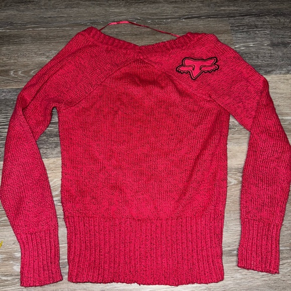 Y2K Red Fox Racing V Neck Sweater - Size Small - Picture 1 of 4